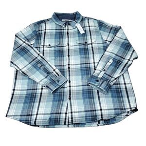 Outerknown Blanket Shirt Men’s Size XXXL 3XL Blue Plaid Organic Cotton Flannel